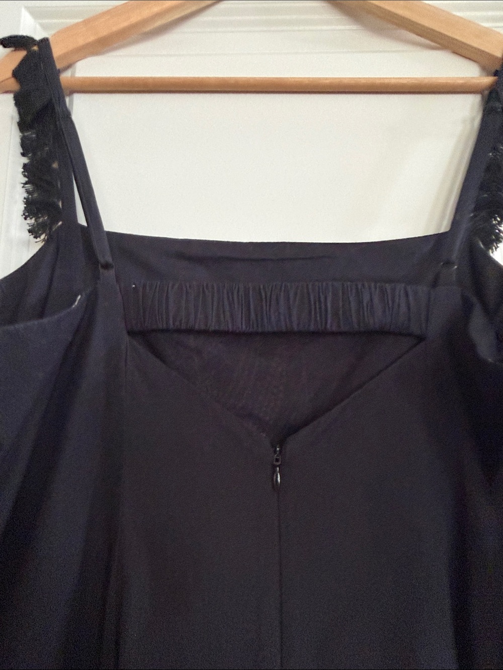 Anthropologie Black Embroidered Fringe-Trim Slip Dress - Picture 4 of 5